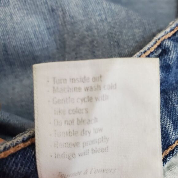 Paige High Rise Sarah Jeans Sz 32 Straight Ankle Contrast Denim Magda Button Fly - Picture 14 of 14